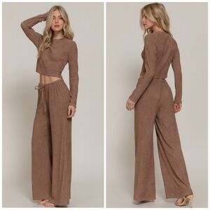 🛑 FINAL SALE 🛑 Mocha Long Sleeve Top and Pant Set